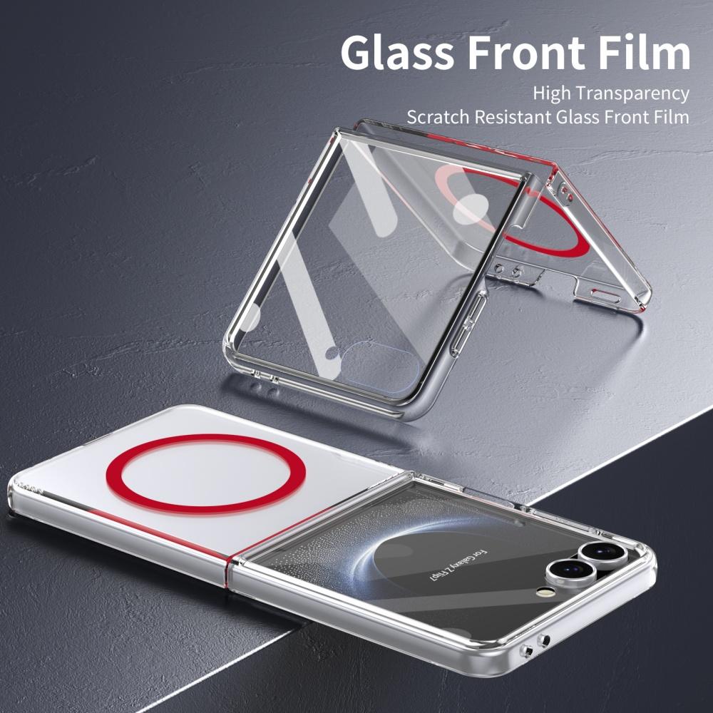 Luxury HD Clear Magsafe Magnetic Fold Phone Case for Samsung Galaxy Z Flip 7 6 5 4 with Screen Protector Wireless Charge Cover
