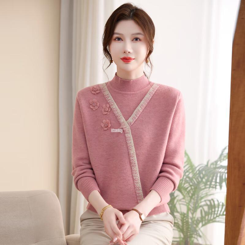 YUZHAOLIN Women's Fleece-Lined Half-High Collar Sweater