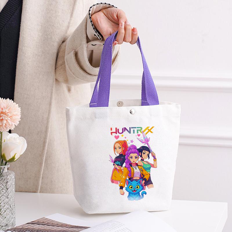 Canvas Bag Kpop Peripheral Cute Portable Cartoon Canvas Bag Student Leisure Shoulder Bag Shopping Bag
