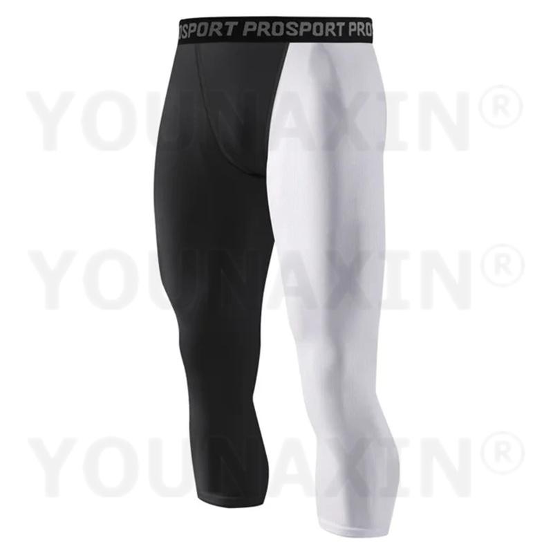 Unisex Gym Black White Patchwork Soccer Fitness Workout Exercise Yoga Running Football Basketball Sports Tight Cropped Pants Leggings