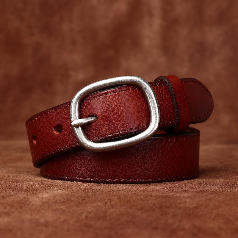 Cowhide Women's Genuine Leather Pure Pin Buckle Belt Trendy Wild Women's Internet Celebrity Jeans Belt Women