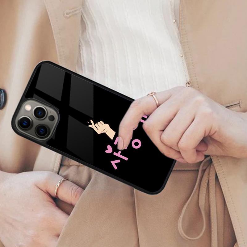 Cute Korean Font Saranghae I love you Magnetic Phone Case For APPLE iPhone 17 Air 16 14 13 12 Pro Max 15 Plus MagSafe Cover