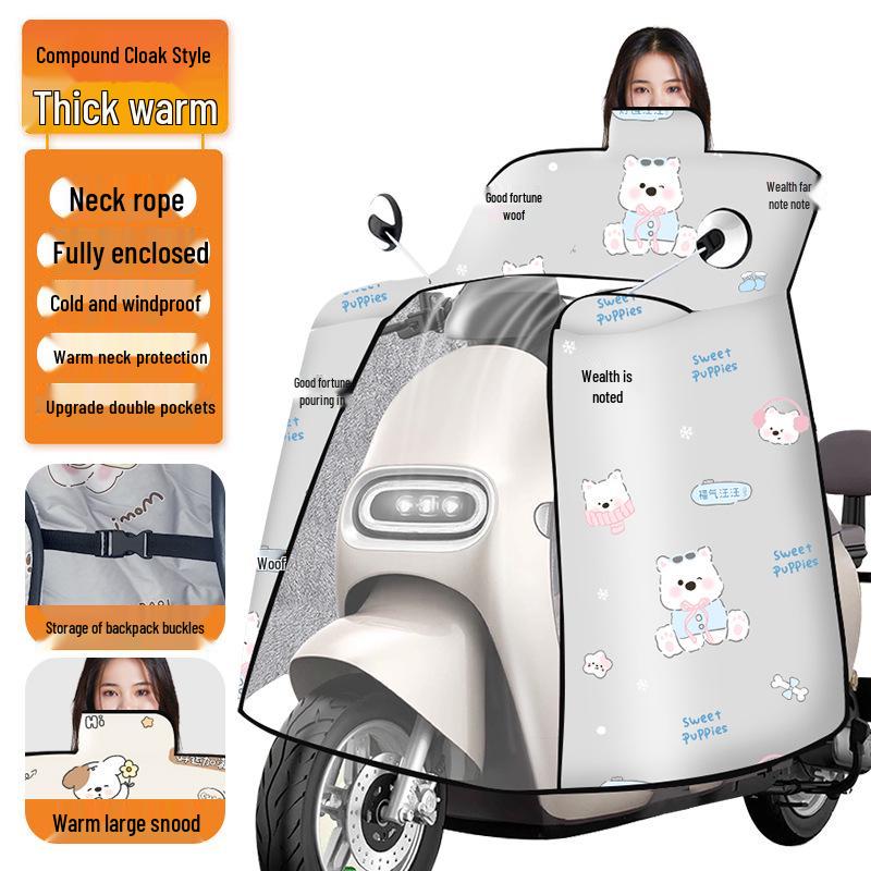 Extra Thick Windproof Electric Vehicle Neck Warmer Quilt - Fleece-Lined Winter Cape