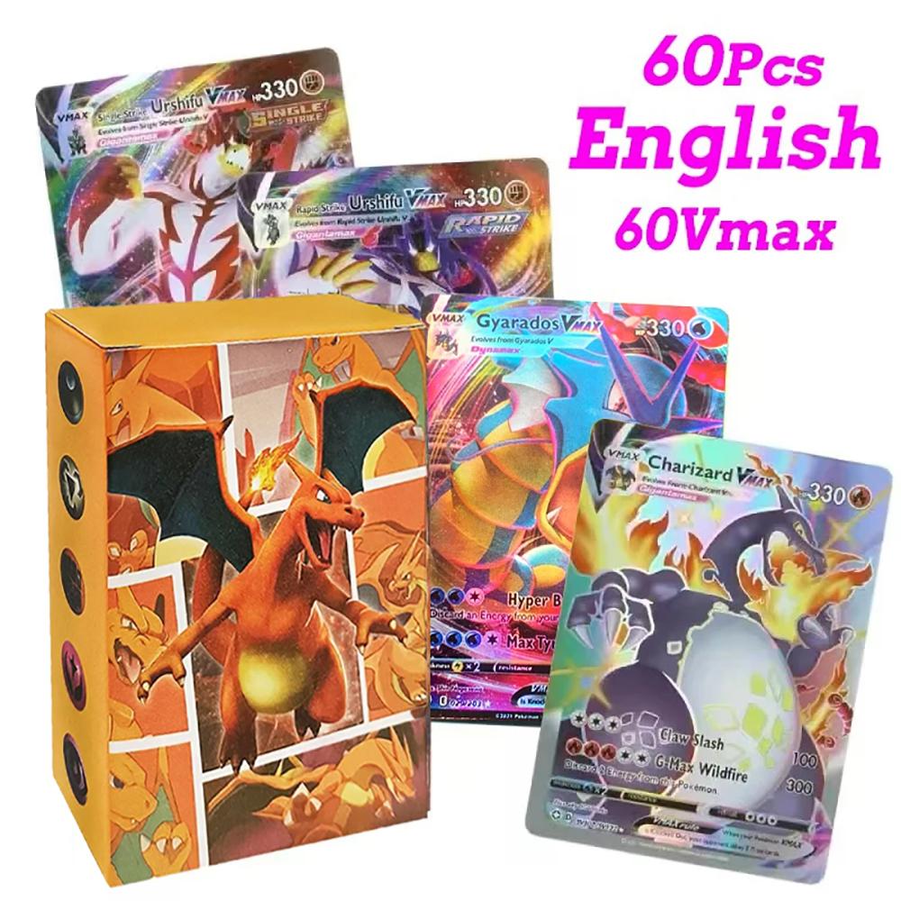 60-100Pcs New English French Spanish Pokemon Cards GX MEGA EX TAG TEAM Vstar Game Battle Card Hot Sale Collection Card Kids Children Gift Present