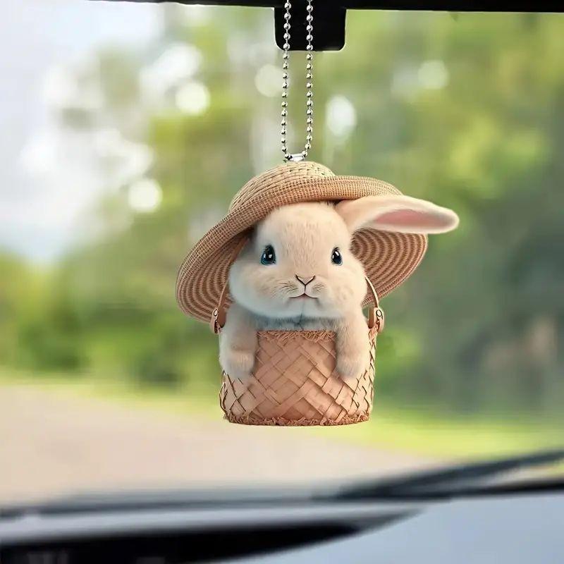 Charming Acrylic Christmas Tree Car Mirror Hanger Cute Cartoon Decorative Pendant