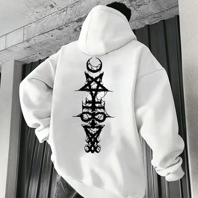 Herren Gothic Hoodie Satanisches Symbol Print Street Fashion Warmer Pullover Herbst Winter Männlich Zuhause Outdoor Komfort Lässiges Sweatshirt