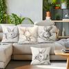 Cute Bunny Sketch Cushions Pillowcase Polyester Cushion Cover Throw Pillow Pillowcover Home Car Sofa Decor
