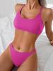 1011 New European and American Swimsuit Women's Split Bikini Two-piece Set Sexy Solid Color Three-point Special Fabric Swimsuit