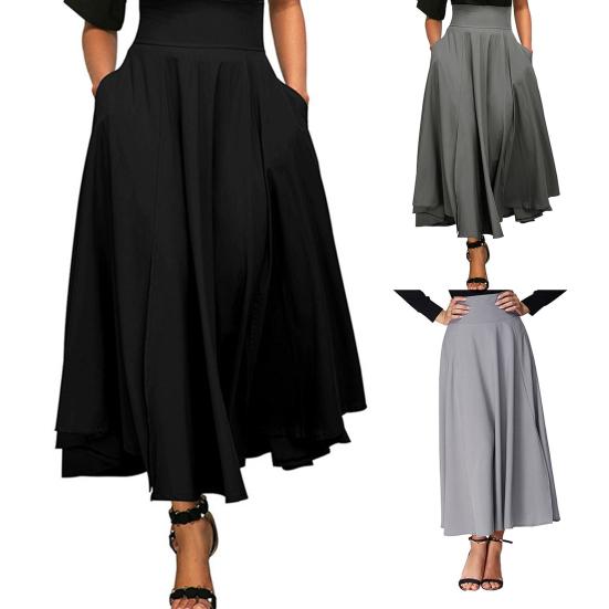 grey maxi skirt with side split