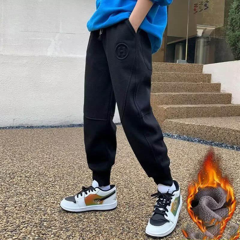 Barneklær Gutter Fleecebukser Høst og Vinter Fortykket Sport Vinter Varm Bomullsbukser