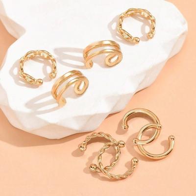 New Overhanging Cartilage Ring Earrings Exquisite Design Simple Versatile Earrings Set