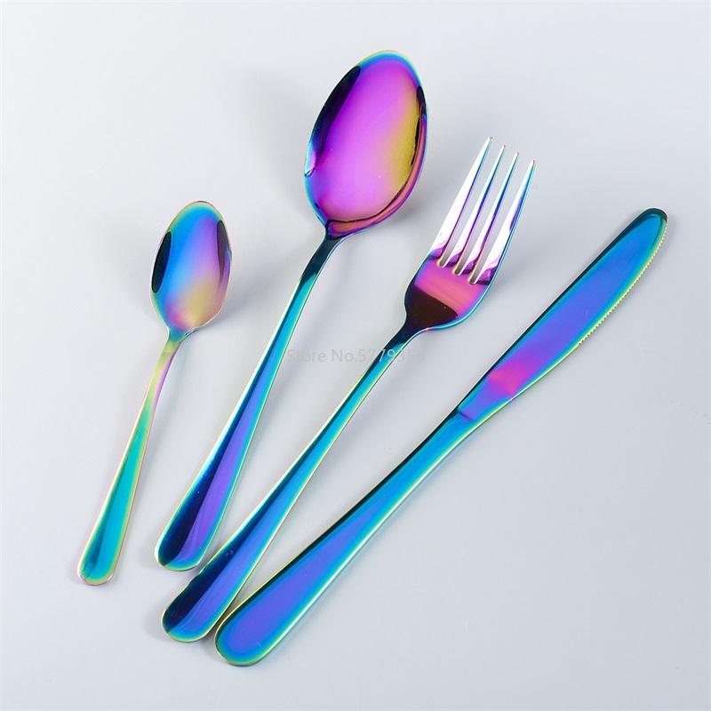 16PCS Stainless Steel Cutlery Set Creative Dinnerware Silverware Sets Fork Knife Spoons Tableware for Kitchen Household
