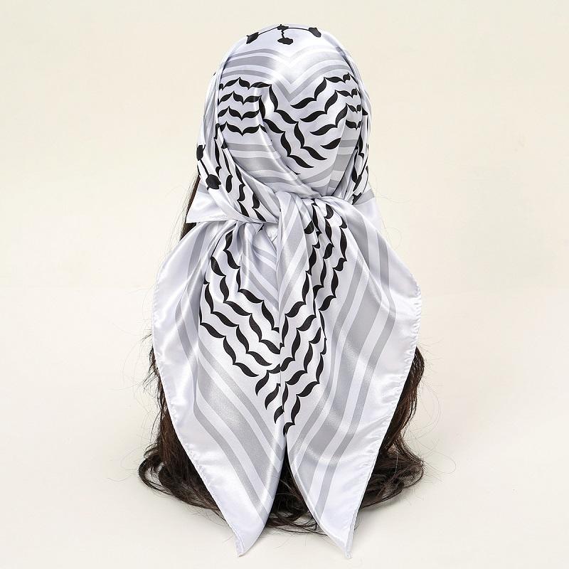 Newest Arabic Satin Silk Square Scarf Printed Muslim Women Hijab Headscarf Ladies Elegant Casual Headband Hair Scarf