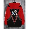 Boys' 3D printed martial arts pattern hoodie - vibrant red and black contrasting casual pullover sweatshirt