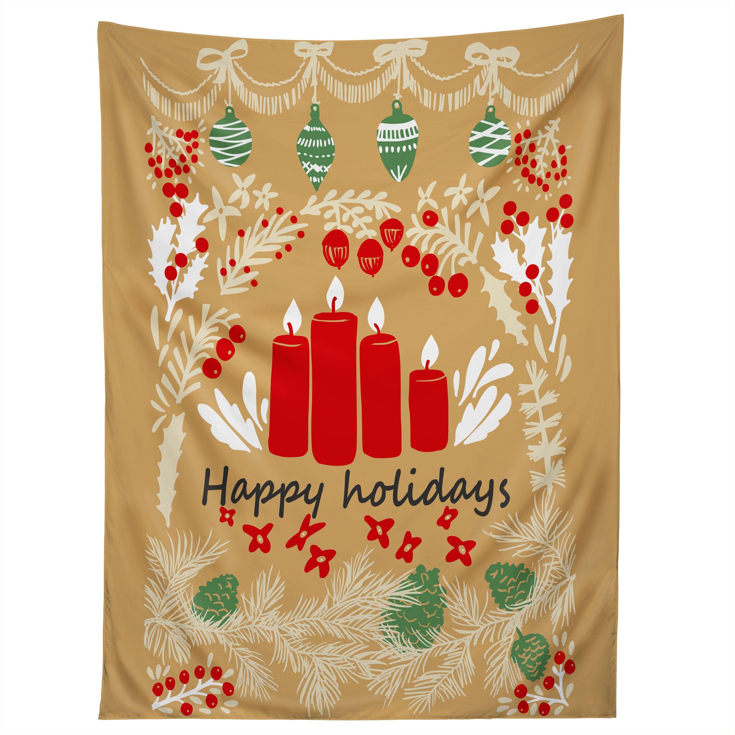 HAPPY HOLIDAYS CHRISTMAS GREETINGS tapestry 75x100