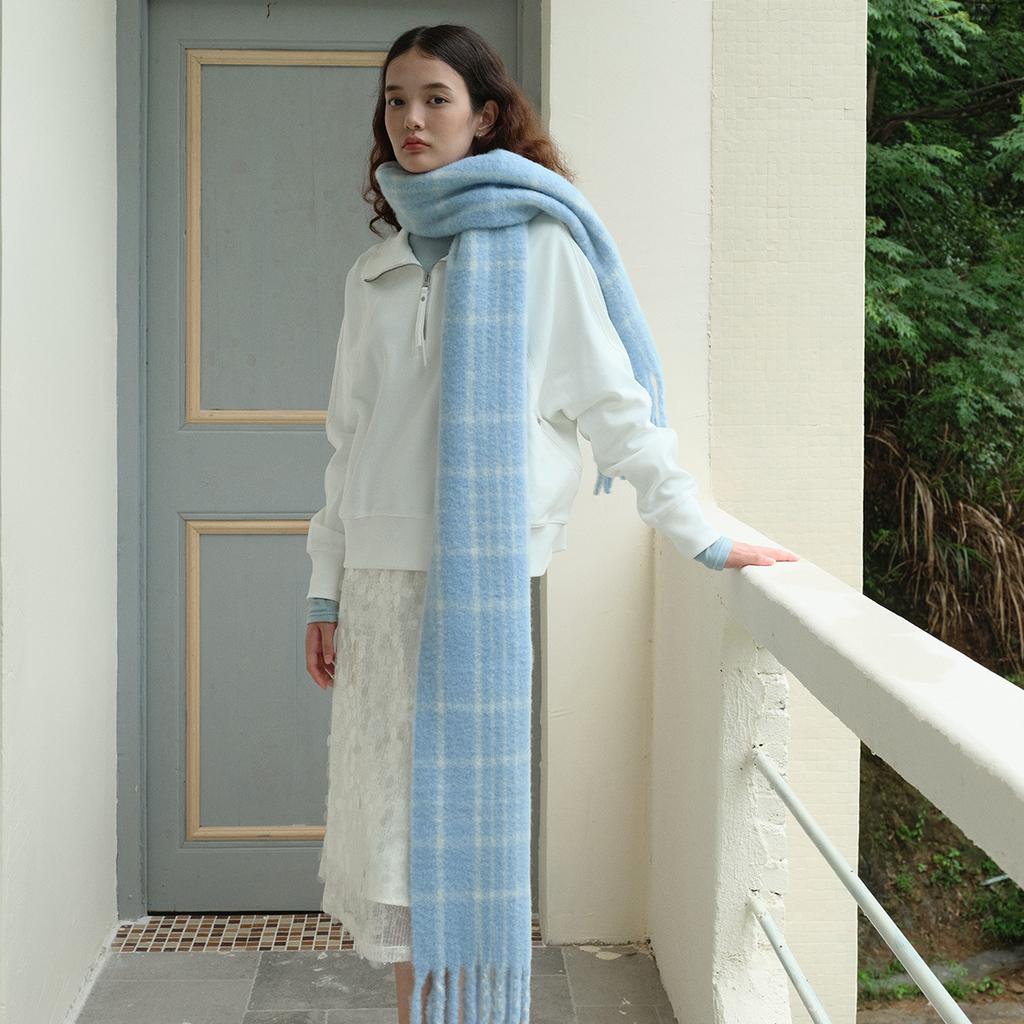 Wool Retro Ankora Red Plaid Scarf Women's Winter Atmosphere Woolen Scarf Korean Version