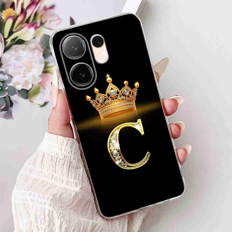 For vivo V60 5G 6.67" Case Popular Letters A-Z Crown Soft Silicone TPU Cover For Vivo v60 5G VIVO V2511 Bumper Phone Shell Coque