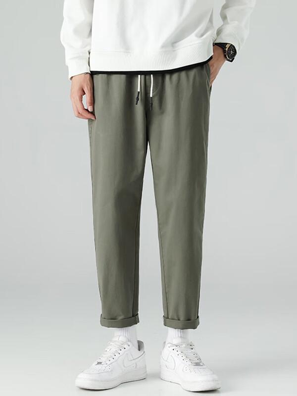 Dingfengbaoluo Men's Trendy Straight-Leg Cropped Pants