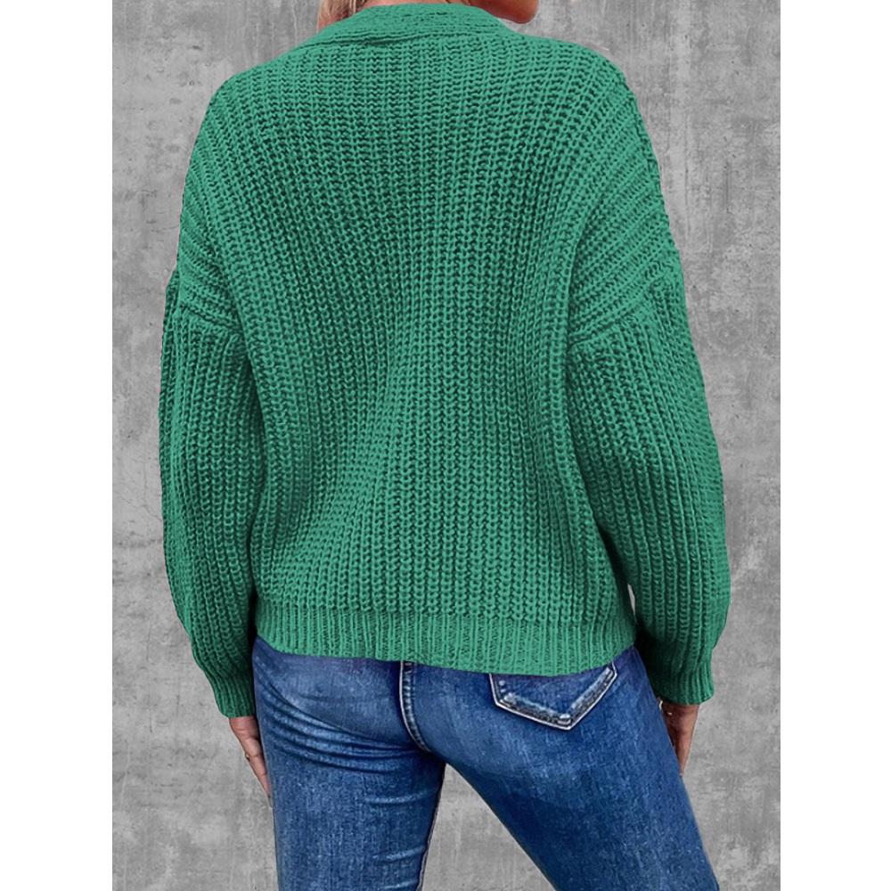 Women Autumn Winter Knitted Sweater Coats Single Breasted Long Sleeve V-neck Knitwear Cardigans Jackets