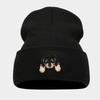 Cute puppy head sticker knitted hat autumn and winter street fashion crimped pullover black hat