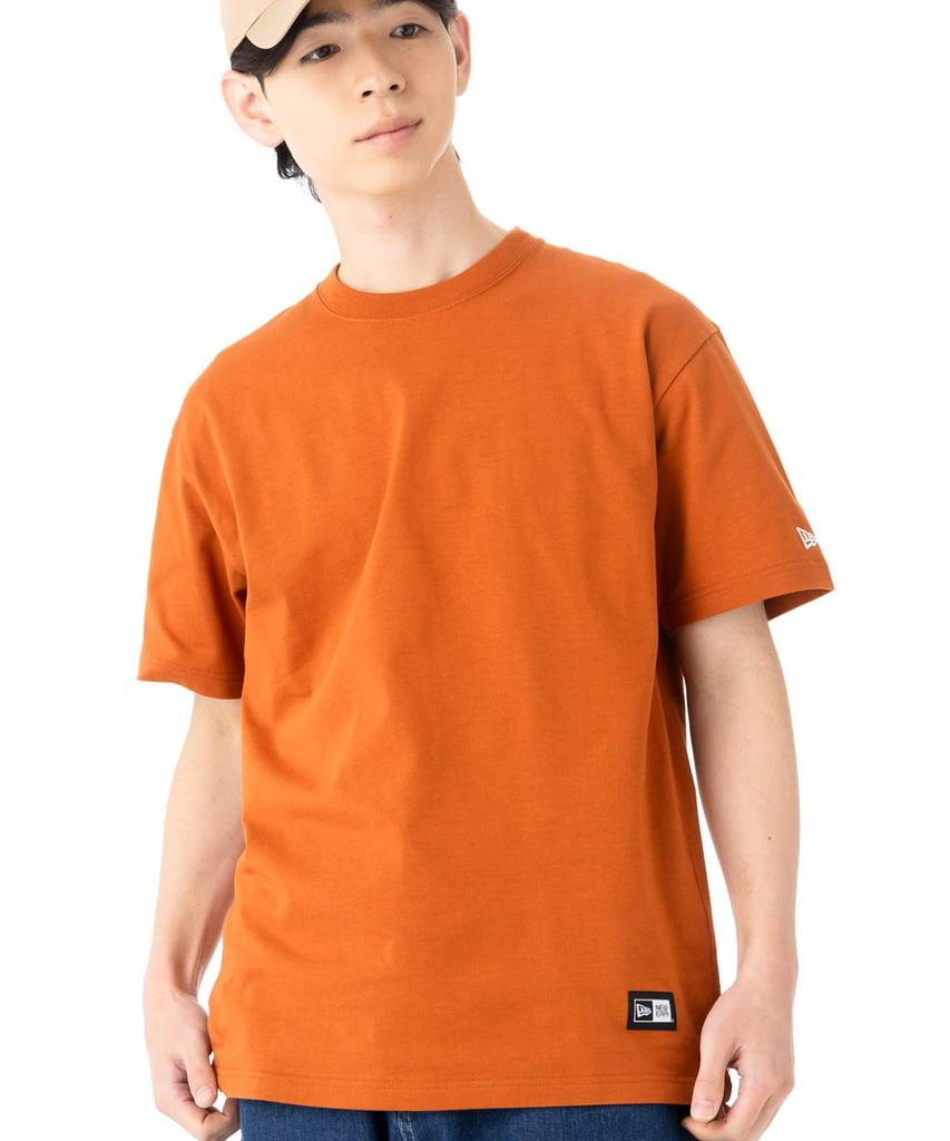 NEW ERA Short Sleeve Hem Box Logo Rust Orange L Cotton Tee Box Logo Patch T-Shirt S/S