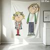 Charlie Lola Muster Wandteppich Ästhetischer Wandbehang Bedruckter Stoffdecke Dekorative Wandteppiche für Schlafzimmer Wohnzimmer Heimdekoration