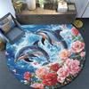 Dolphins Round Area Rug,Carpet Rug for Living Room Bedroom Sofa Playroom Decor,Non-slip Floor Mat