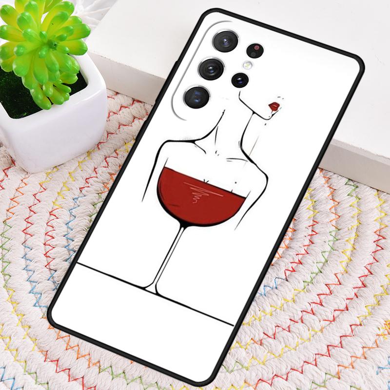 Custodia per Telefono in TPU con Disegno di Bicchiere di Vino Rosso Per Samsung Galaxy note 10 pro S26 S25 S24 S23 S22 Ultra Plus S21 FE S20 Copertura Antiurto