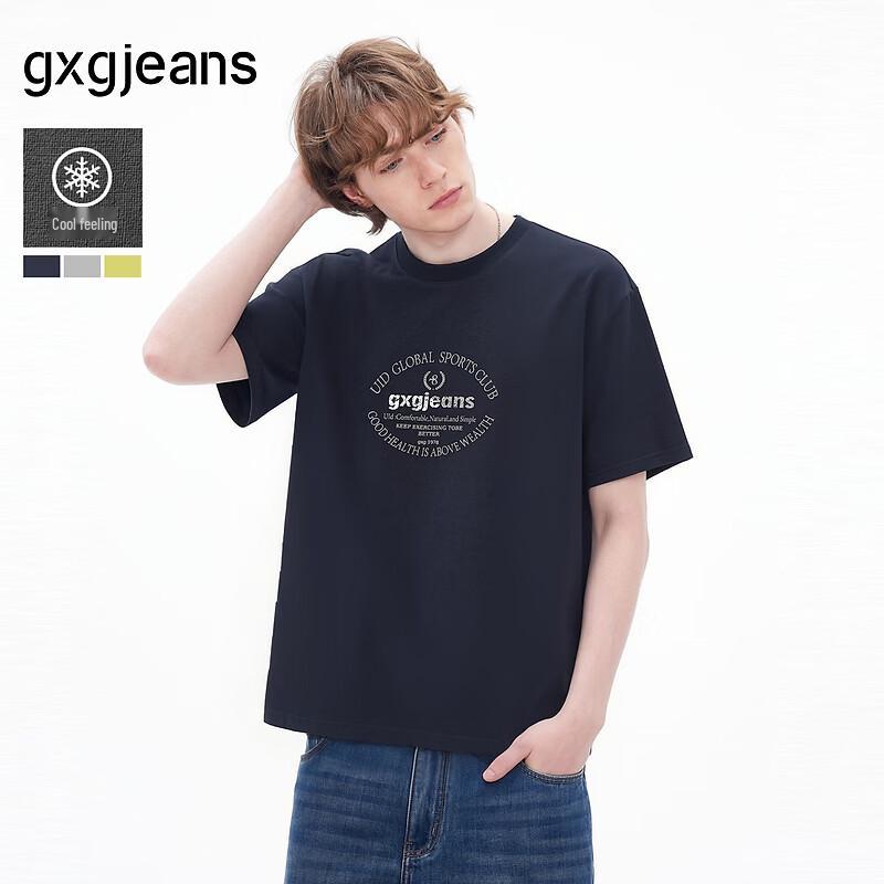 GXGJEANS Men s Ring Letter Print T-Shirt 170/M тёмно-синий