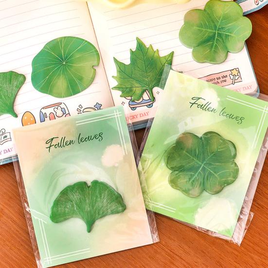 4PCS Memo Notes with Leaf Shape Smooth Writing Memo Sticker Strong Adhesive Reusable Practical Reminder Notes for Home Office