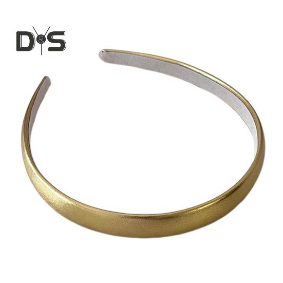 Adjustable Golden Headband Faux Leather Wrapped Thin Hair Hoop Luxurious Finish Satin Material Weddings Hairband