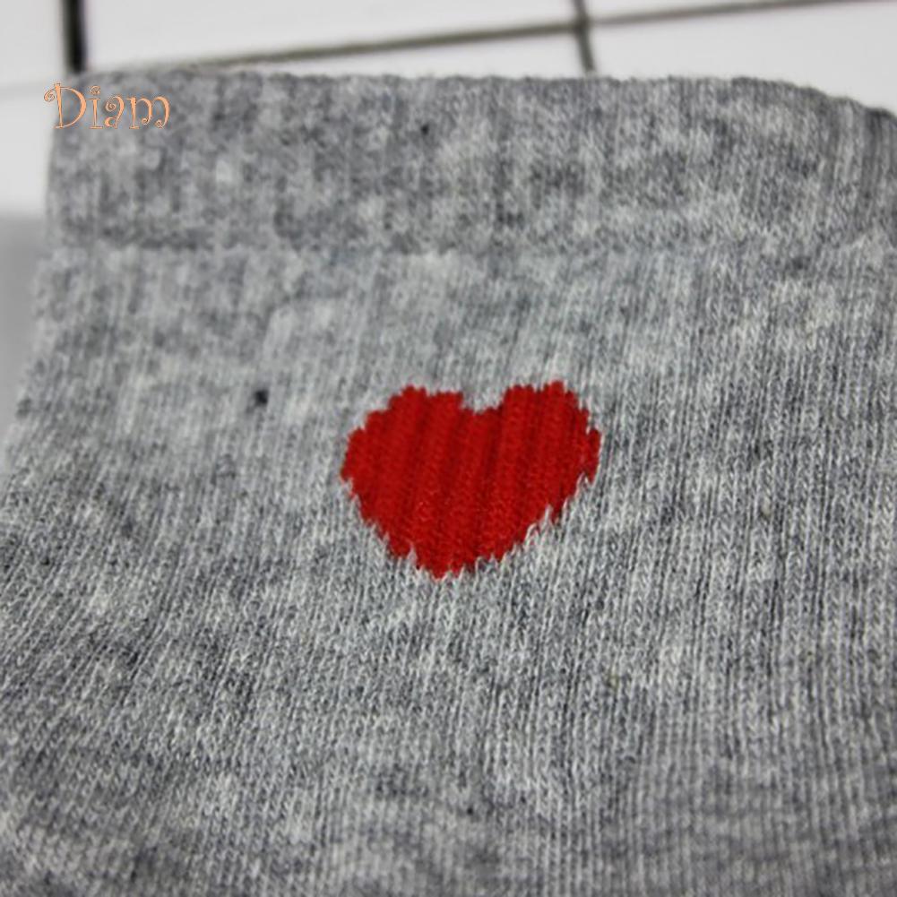 TOPMART Women Solid Color Love Heart Breathable Cotton Elastic Middle Tube Socks
