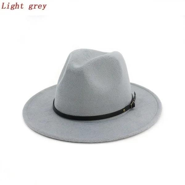 Men Fashion Simple Solid Color Vintage Wide Brim Hat Church Party Felt Jazz Cap Fashion Travel Hats Women Accessories Gifts