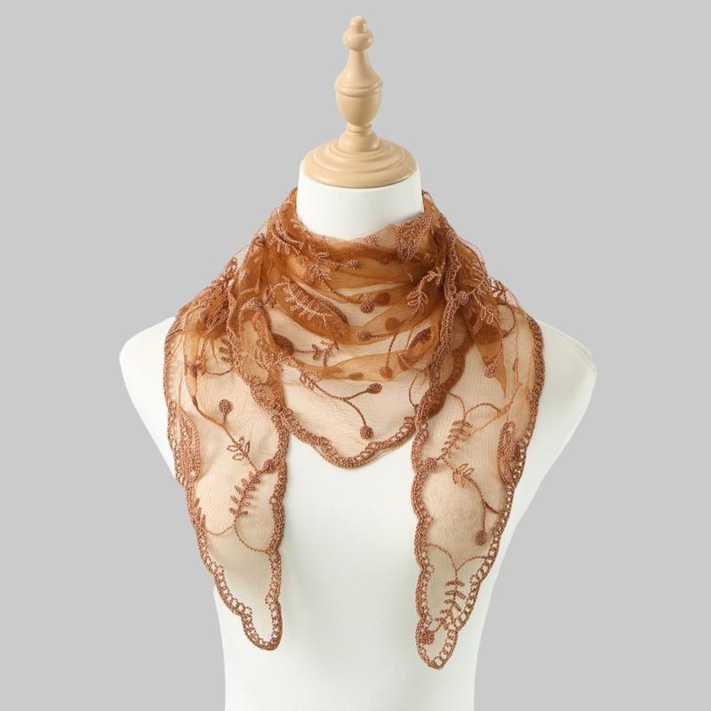 Multifunctional Lace Scarf Headwear Or Wrist Decors For Ladies Soft Polyester Headscarf Elegant Hair Accessory