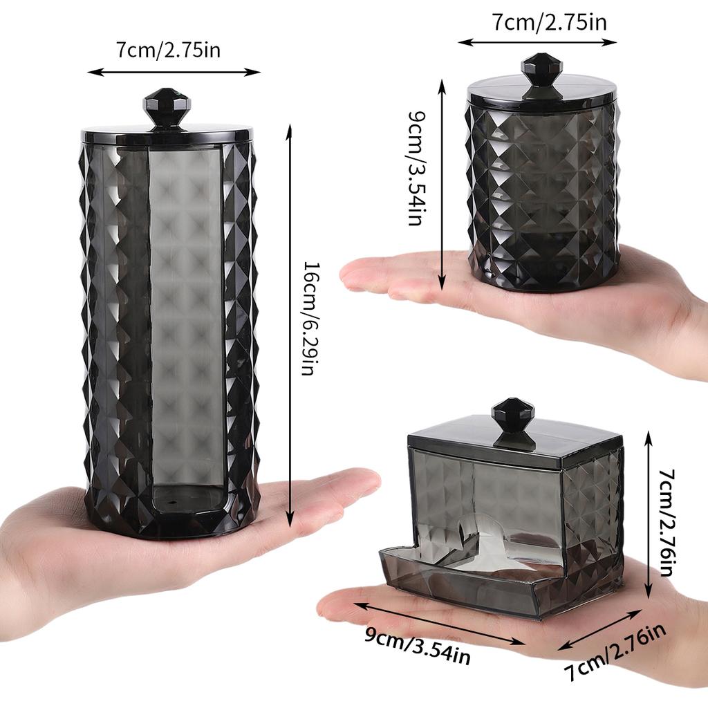 3 Stojaki na waciki, Dozownik łazienkowy, Pudełko do przechowywania wacików, Waciki, Przezroczysty słoik do przechowywania z pokrywką, Organizacja domu