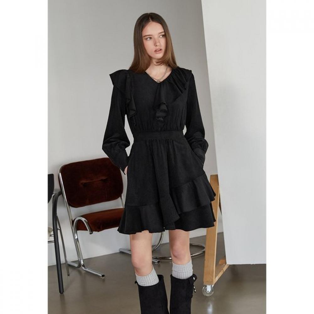 Egoist Velvet Ruffle Dress Er4wo263 BK/55