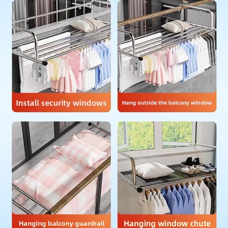 Anti-Theft Balcony Shoe-Drying Rack Outdoor Railing Clothes Hanger Household Hook Rack for Drying Shoes