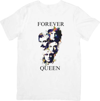 T-shirt in cotone di qualità bianca Queen Music per uomo e donna.