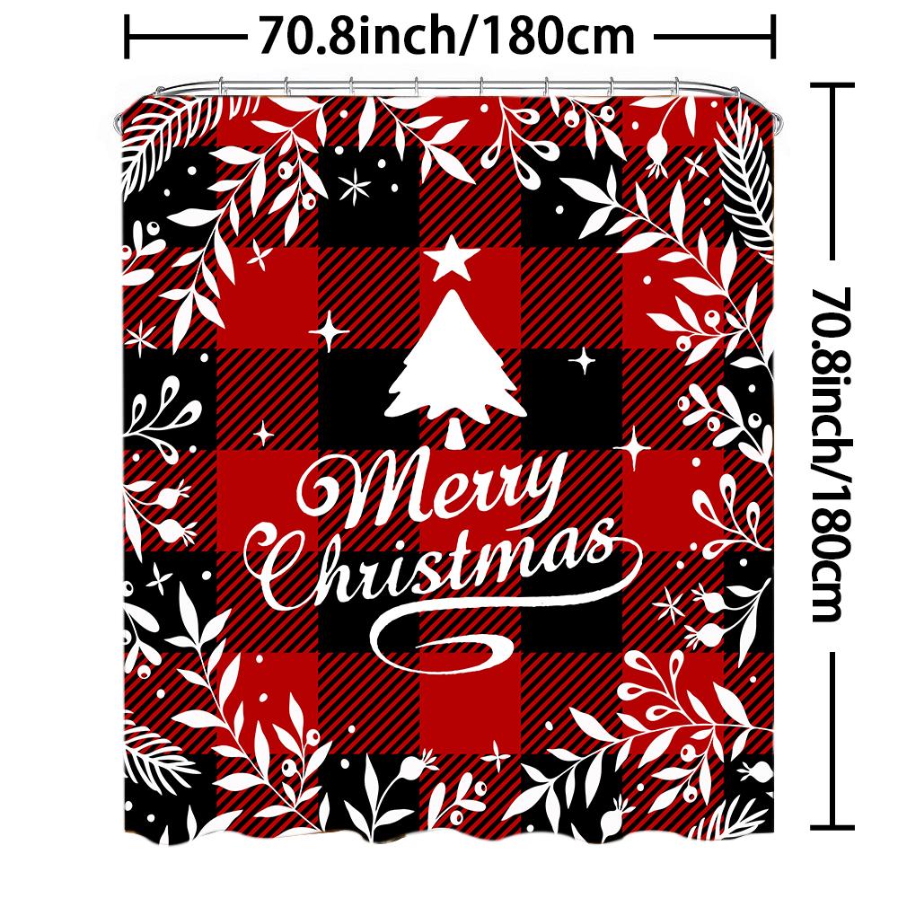 1Pc Waterproof Shower Curtain With Hooks Christmas Snow Scene Bathtub Curtain Soft Floor Rugs Non-Slip Bath Mat Bathroom Decor