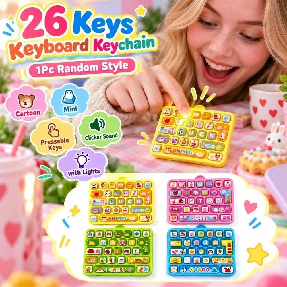 Animals 26 Keys Keyboard Keychain Mini Keyboard Clicker Keychain Travel Use
