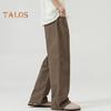 Men Pants Solid Color Straight Wide Leg Retro Style Pants with Pockets Zippered Trousers for Daily Home Streetwear Sports