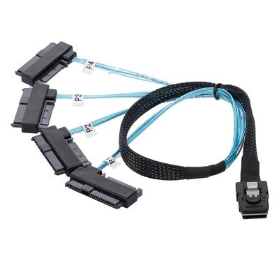 NFHK Internal Mini SAS Host To 4 Target SAS Hard Disk IDE Power 50cm 36-Pin SFF-8087 SFF-8482 Cable,