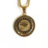 Hip Hop Altes Ägypten Runde Schmuckstücke Collares Goldfarbe Edelstahlkette Ägyptisches Auge des Horus Halsketten & Anhänger