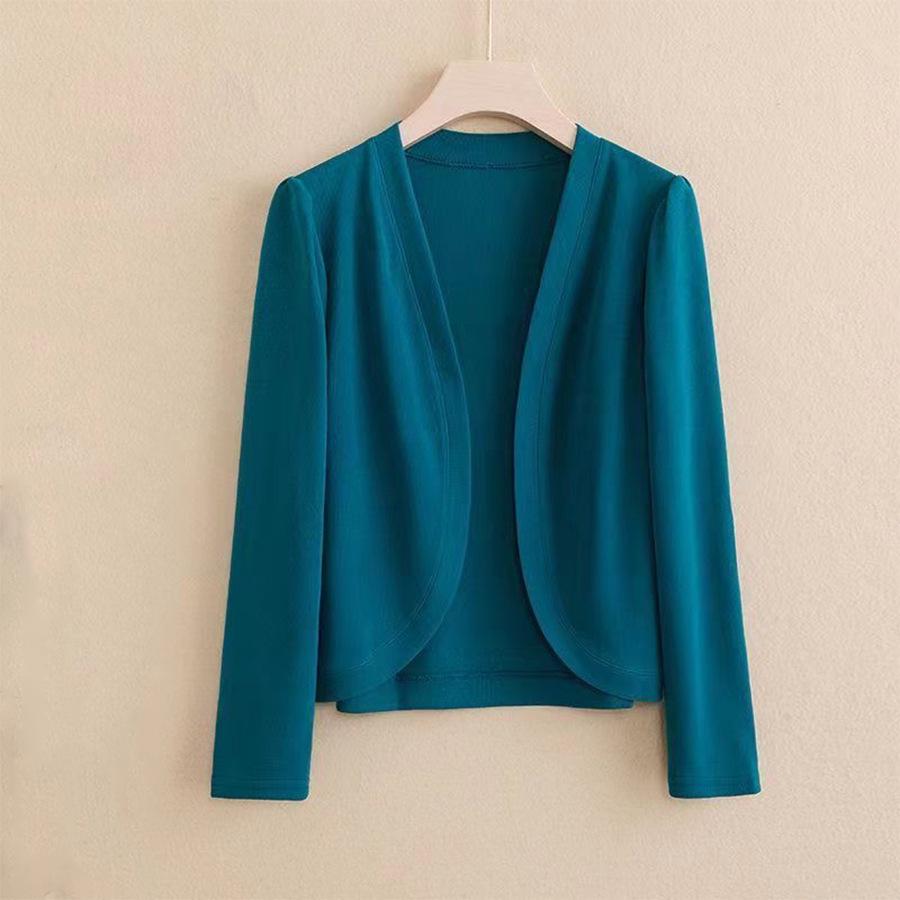 Damen Sommer Eis Seide Schal Strickjacke: Sonnenschutz, Unifarben, Große Größen, Vielseitige Langarm-Oberbekleidung Large see-blaue