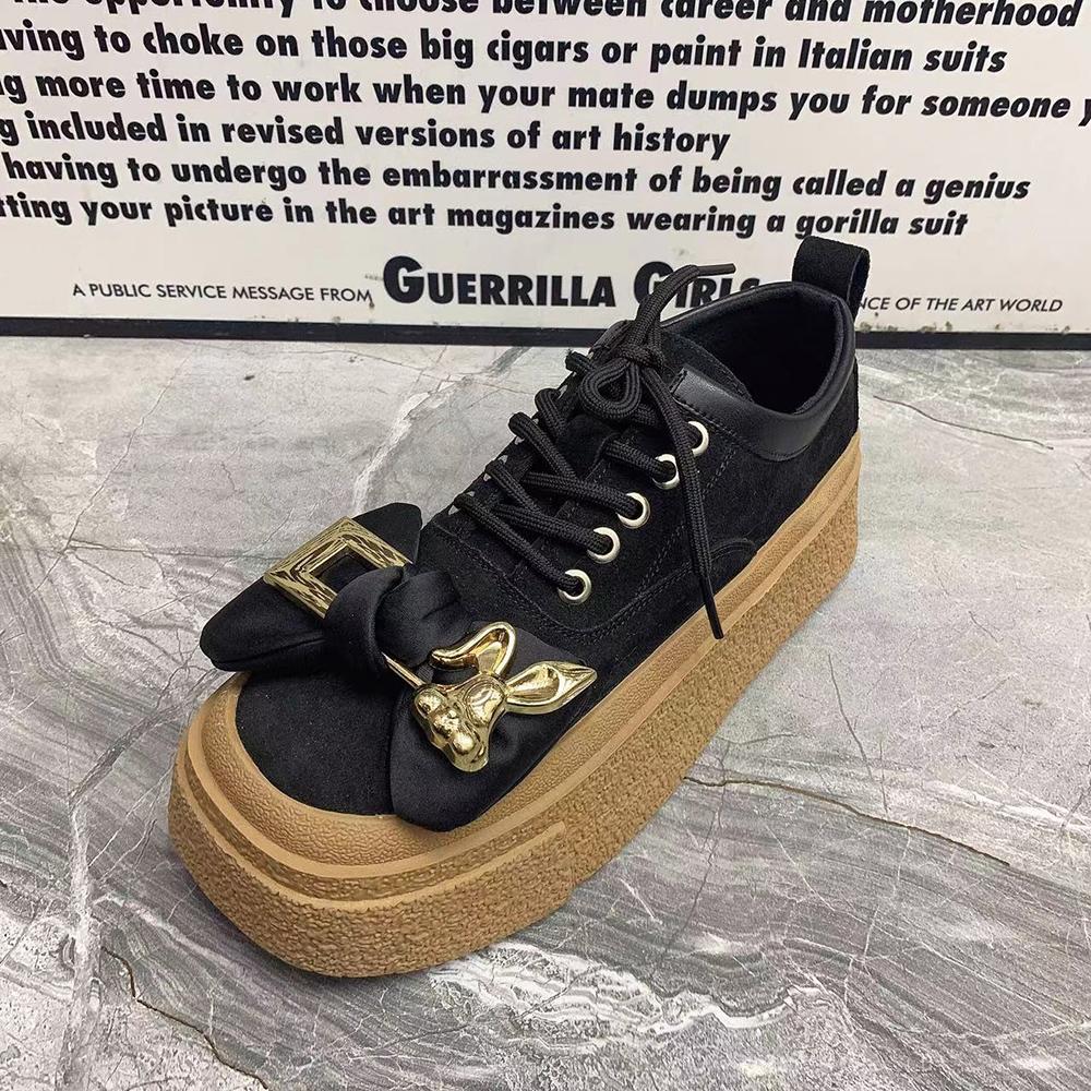 

Модная женская обувь Платформа Повседневная Женская Дизайнерская обувь Шнуровка Бант Золотая цепочка Туфли на плоской подошве Нескользящие Теплый мех Зимние Хлопковые туфли 43