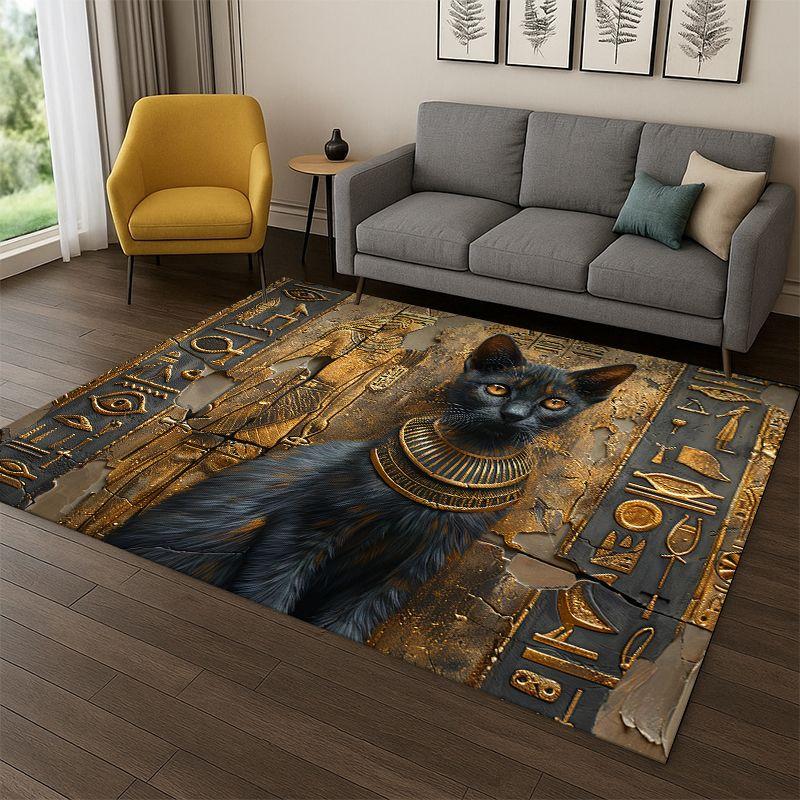 Tapis Pictogramme Mythologie Égyptienne pour Chambre à Coucher Salon Canapé Salle de Jeux Paillasson Décoration Intérieure, Tapis pour Espace Enfant Antidérapant