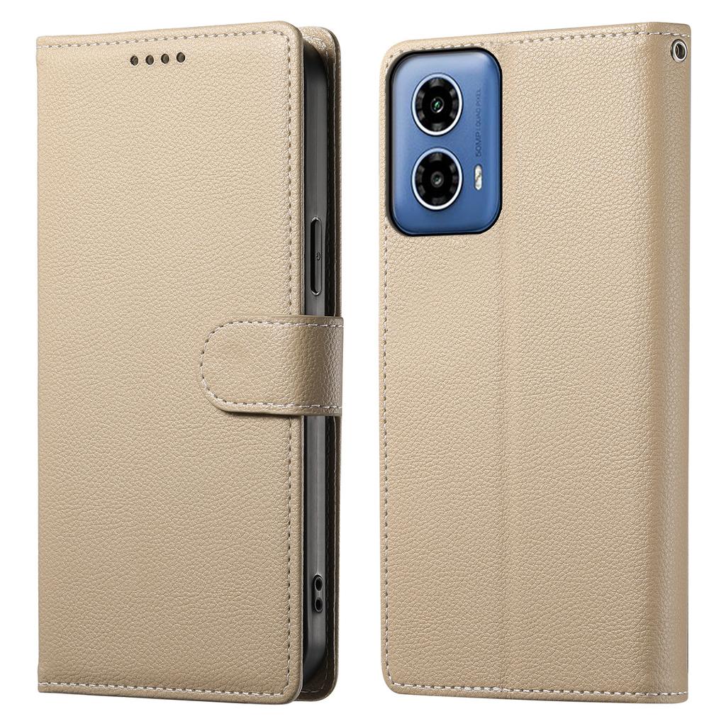 DF-012 For Motorola Moto G45 5G/G34 5G Case Litchi Texture Leather Magnetic Clasp Wallet Stand Phone Cover