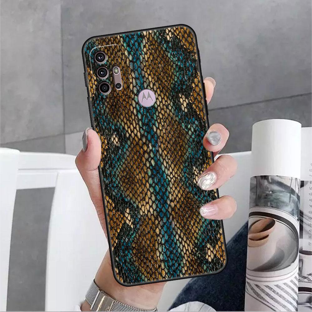 

Чехол со змеиным принтом для Motorola G30 G60 G22 G9 Play G82 G52 G8 G9 G50 One Fusion Edge 20, черные мягкие чехлы для телефона Moto G60S