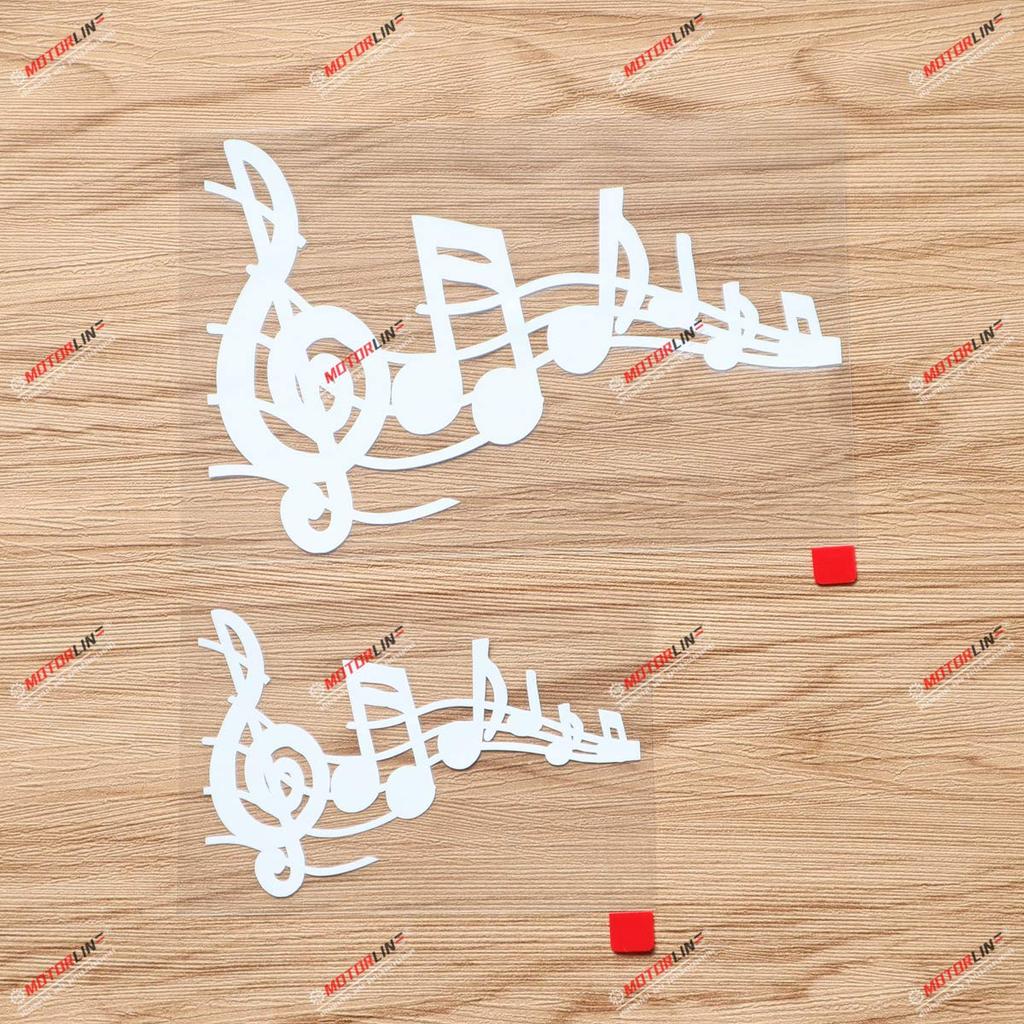 2 Pcs White 4", 6" Music Staff Note Treble Clef Decal Vinyl Sticker for