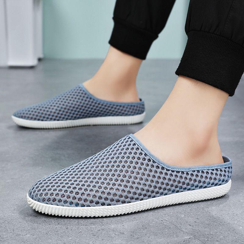 

Мужские летние ультратонкие дышащие сетчатые туфли с закрытым носком, полуслипы, без застежек, для вождения, ленивые 43